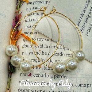 Gold Pearl Hoop Earrings